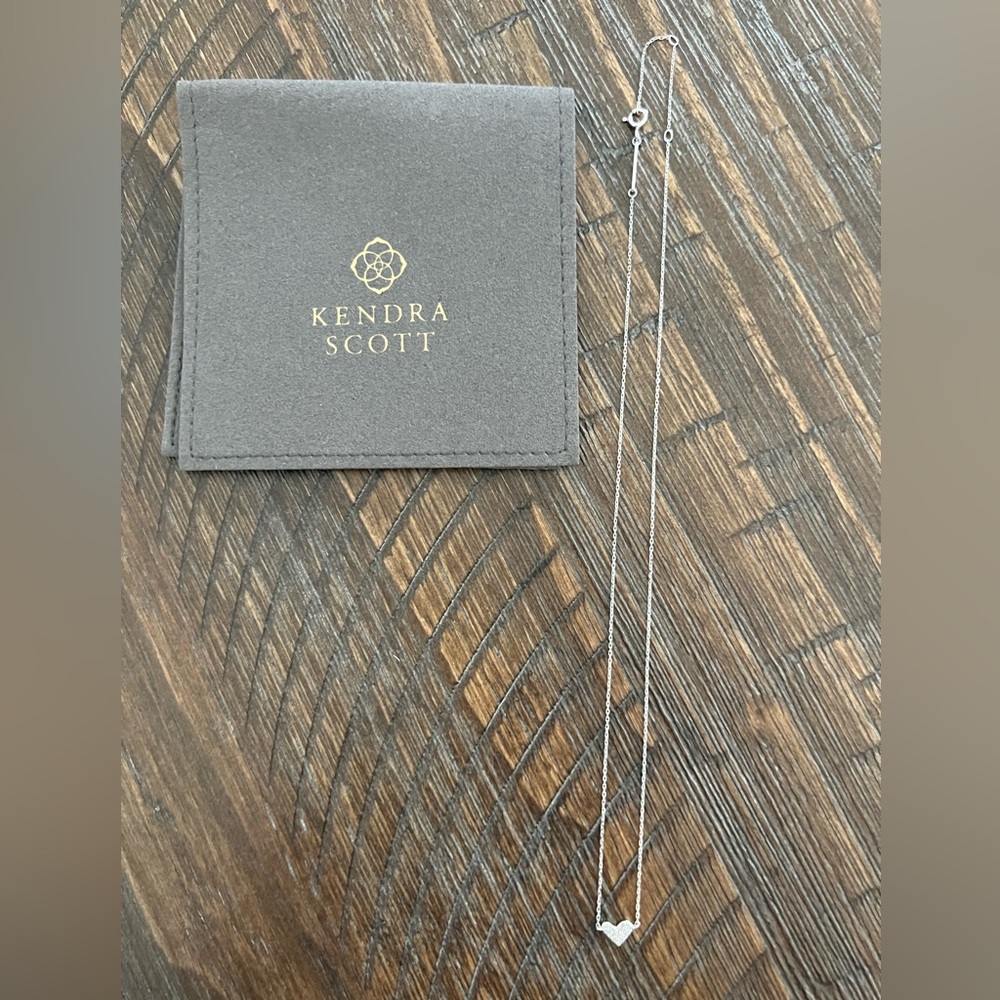 Kendra Scott 14K White Gold Diamond Heart Necklace and Matching Bracelet Set